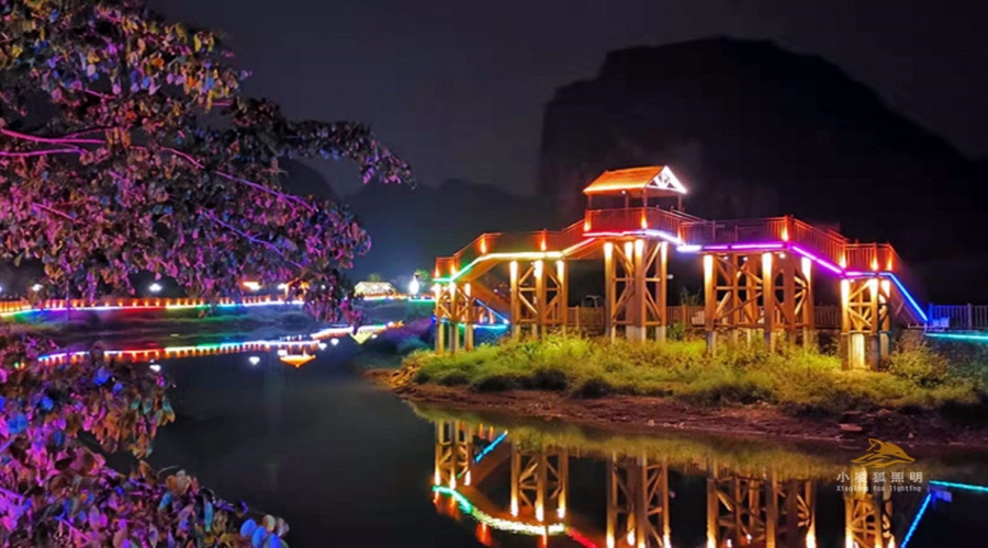 广西南宁攀岩特色体育小镇夜景亮化
