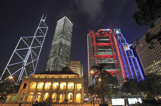 香港中国银行大厦亮化照明铁树银花耀中环