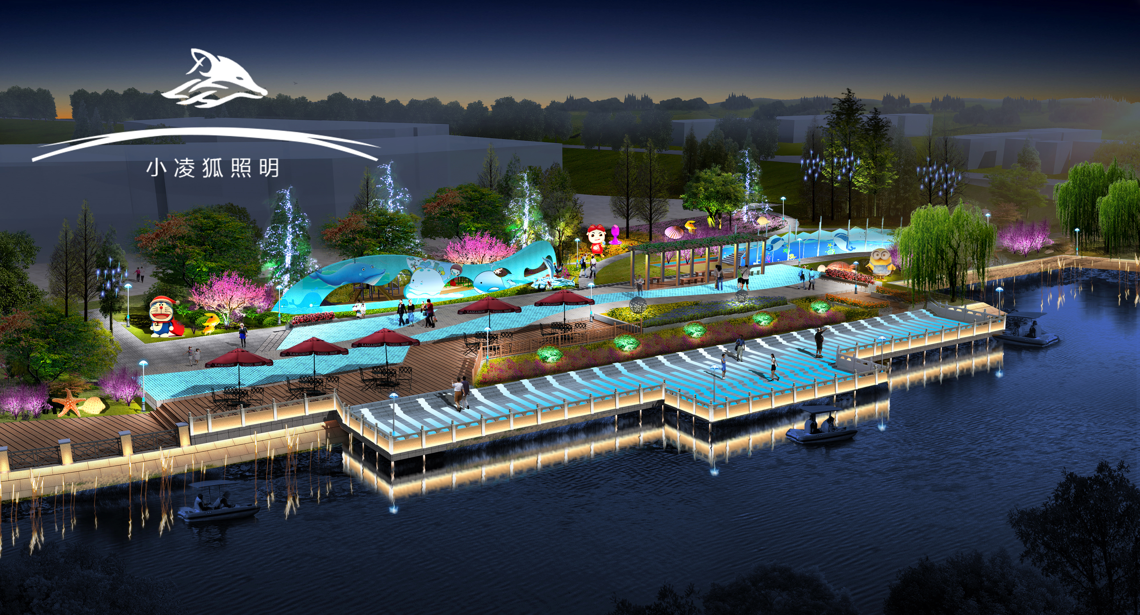 小凌狐照明户外亮化灯具厂家投光灯，点亮公园景观，营造诗意夜间氛围