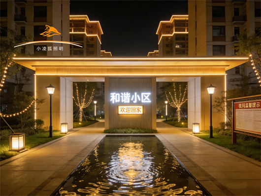 小凌狐照明小区亮化工程实景案例：岭南风情融入社区夜景